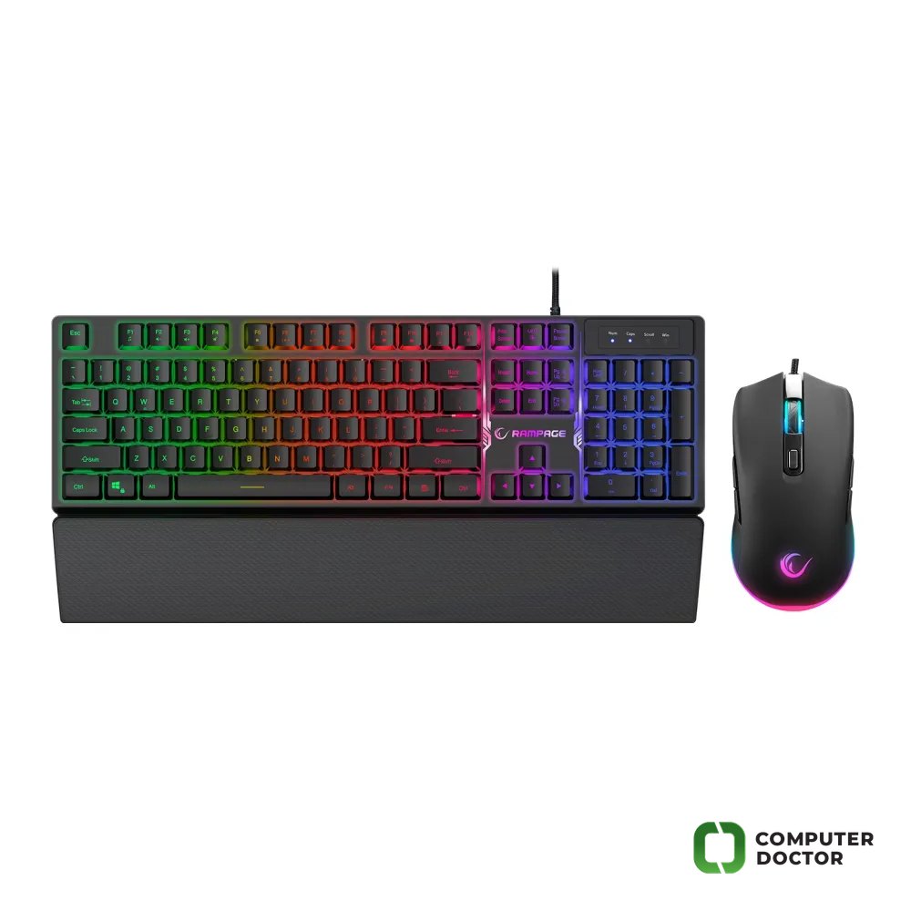 Rampage SET tastatura i mis KM-RX7 FORTUNA V2 RGB, USB, US layout, Black