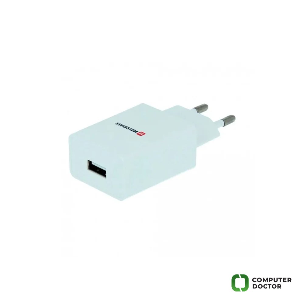 Swissten TRAVEL CHARGER SMART IC WITH 1x USB 1A POWER + DATA CABLE USB / LIGHTNING 1,2 M WHITE