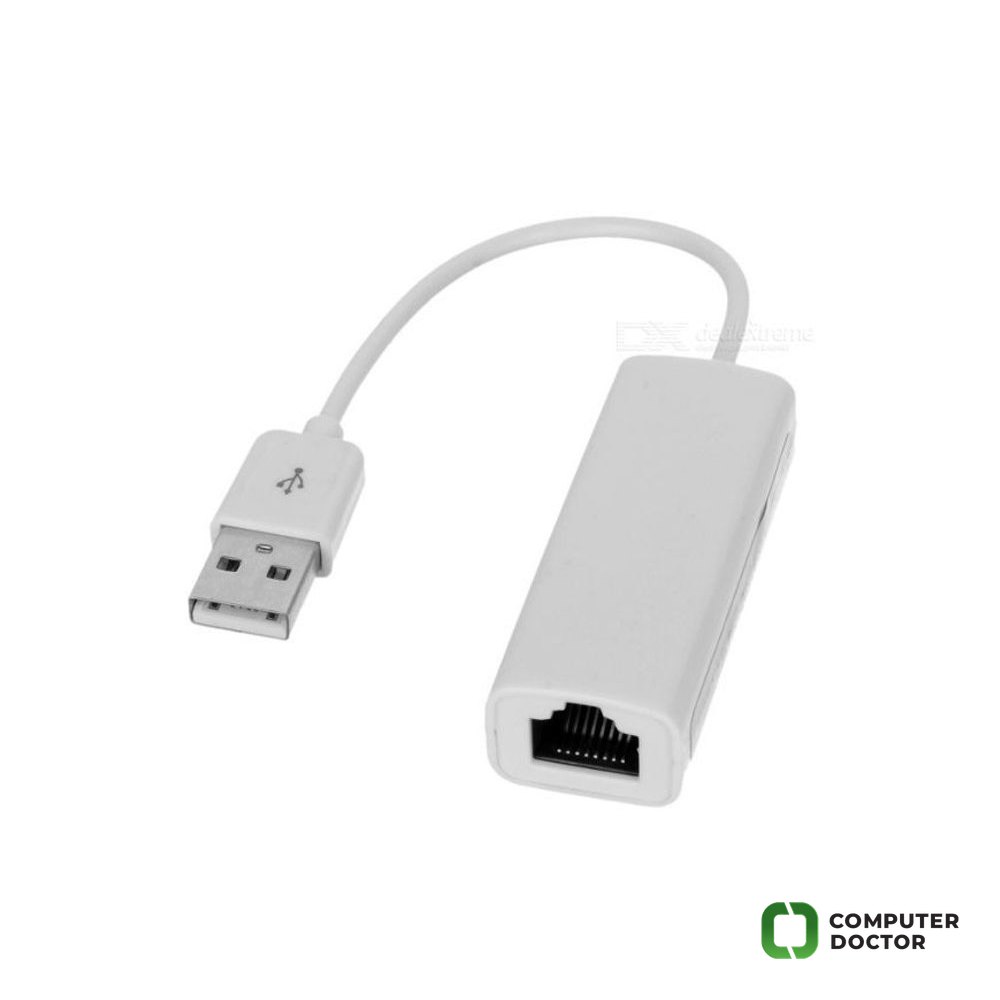 E-GREEN Mrežni adapter USB 2.0, 1x Fast Ethernet (10/100Mbps), USB-A (M) to RJ-45 (F), plug & play, external, white