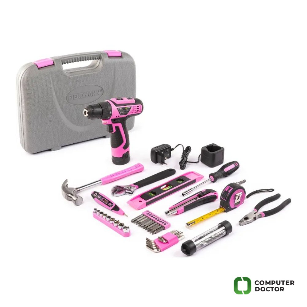 FDG 5025-58R Set ručnog alata (58 delova) sa 12V bušilicom roze
