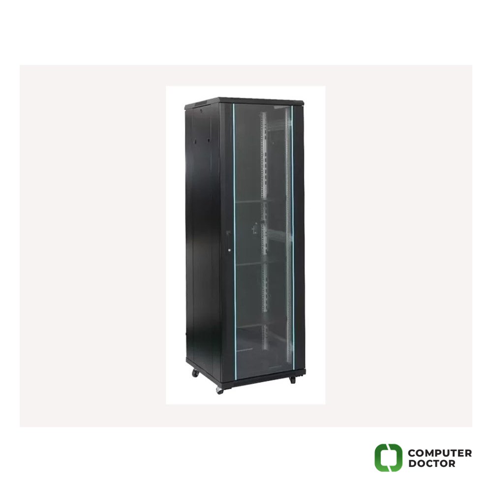 Rack orman samostojeći, 27U, 600x600, staklena vrata (pakovanje od 3 kutije)