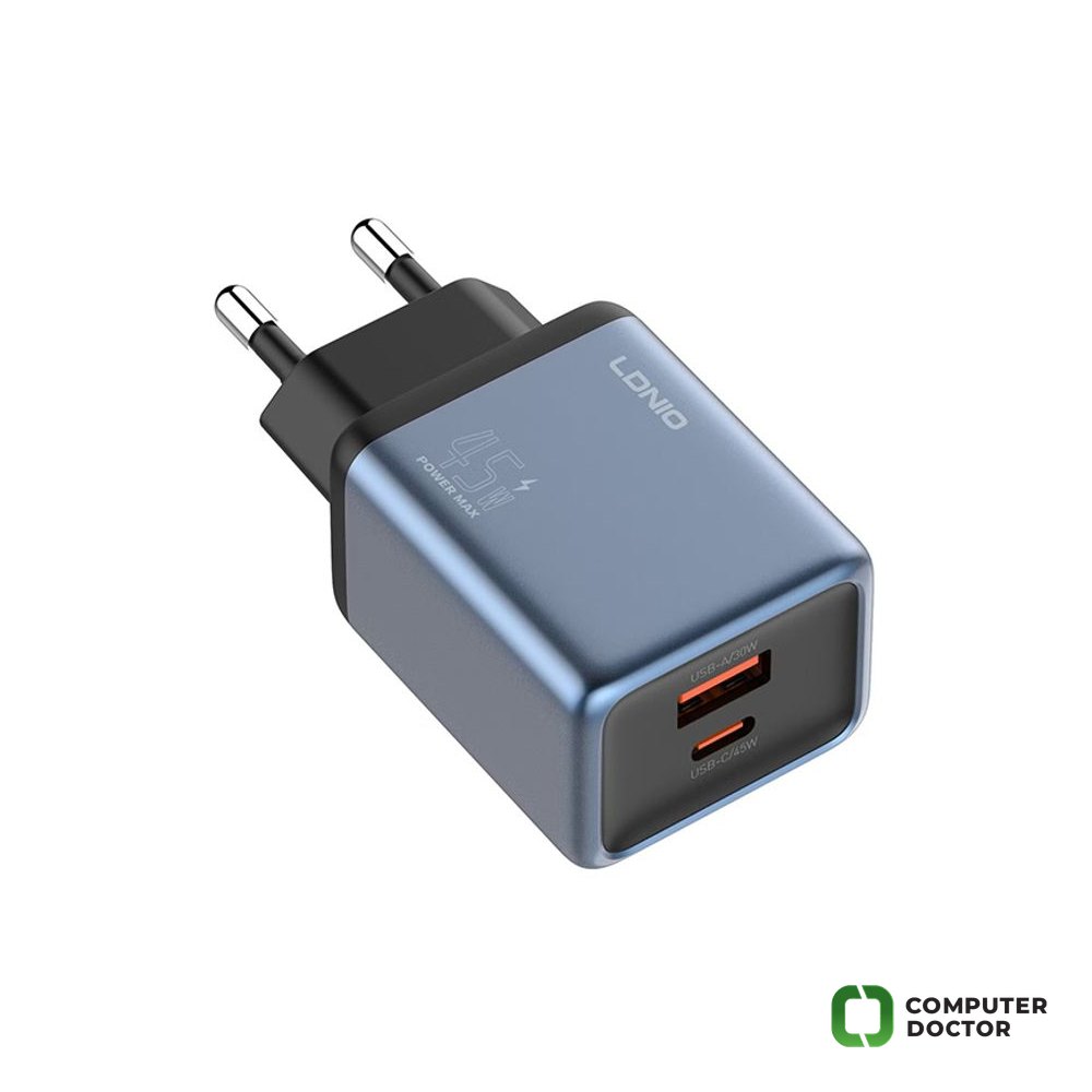 Q12 45W USB-A/USB Tip-C punjač crni