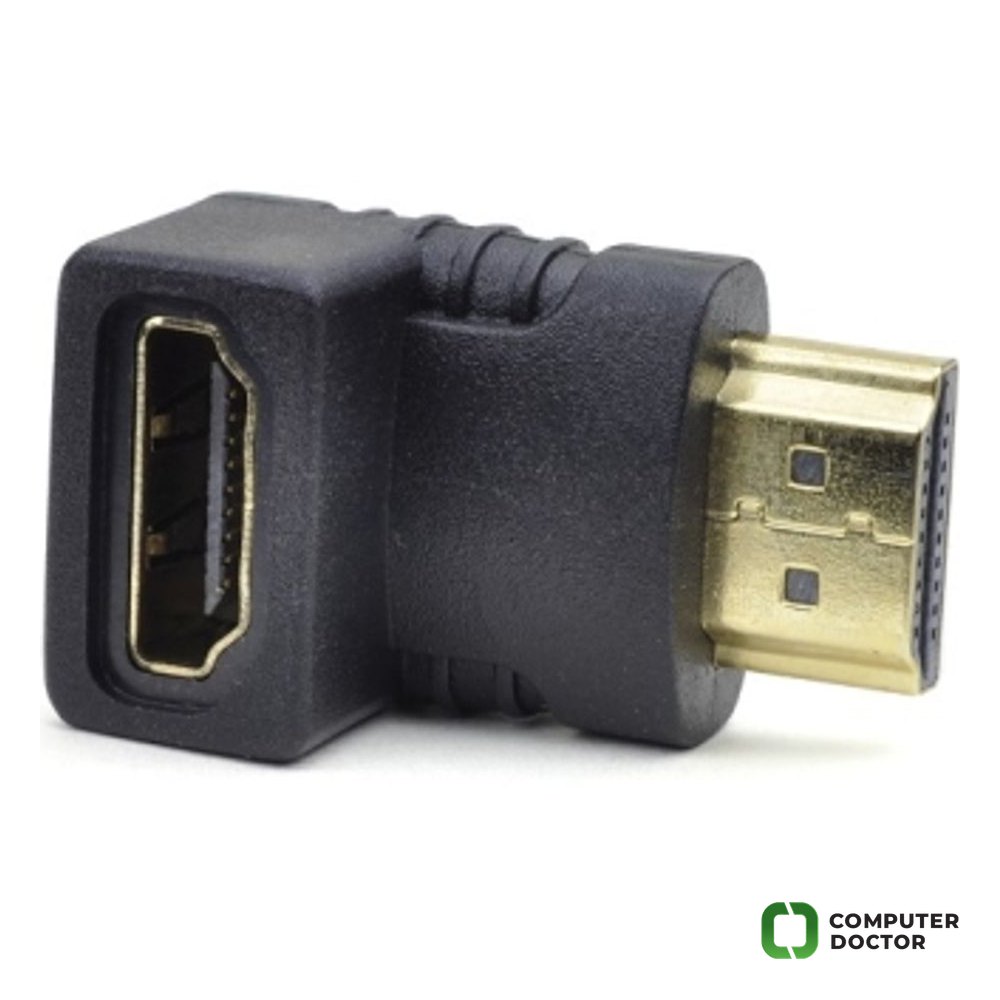 Adapter HDMI (M) - HDMI (F) crni ugaoni