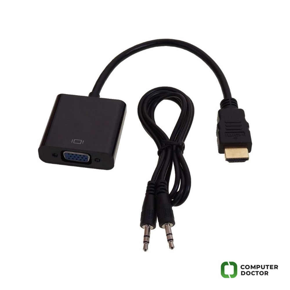 Adapter-konvertor HDMI (M) - VGA (F) + Audio kabl 3.5mm crni