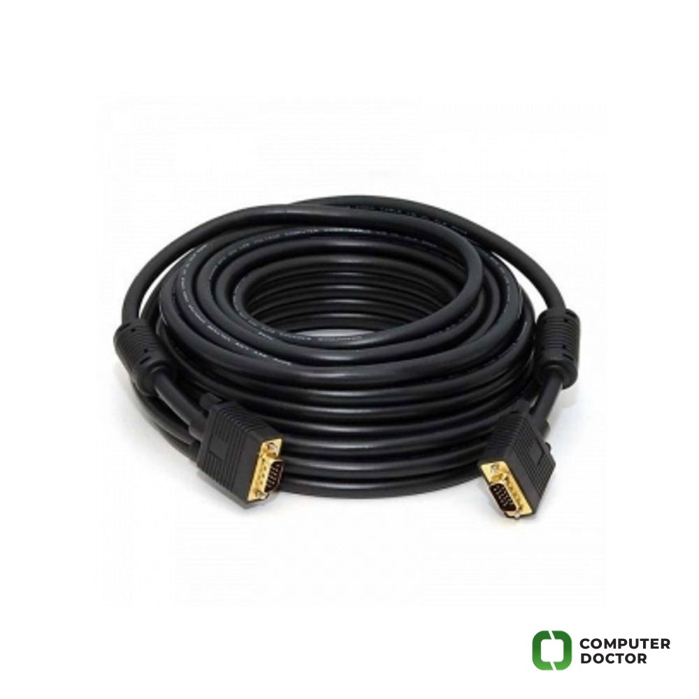 Kabl VGA D-sub M/M 15m HQ feritno jezgro crni