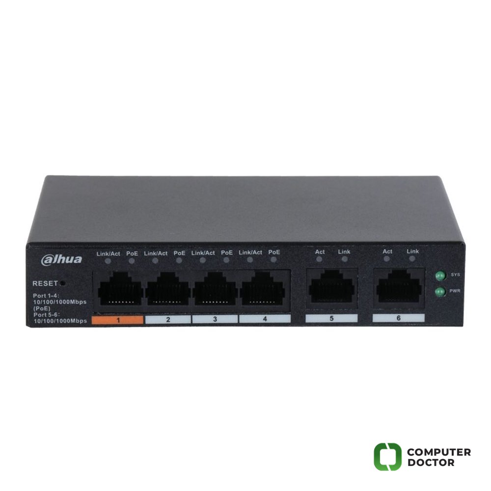 CS4006-4GT-60 6-Port Cloud Managed Desktop Gigabit Switch with 4-Port PoE