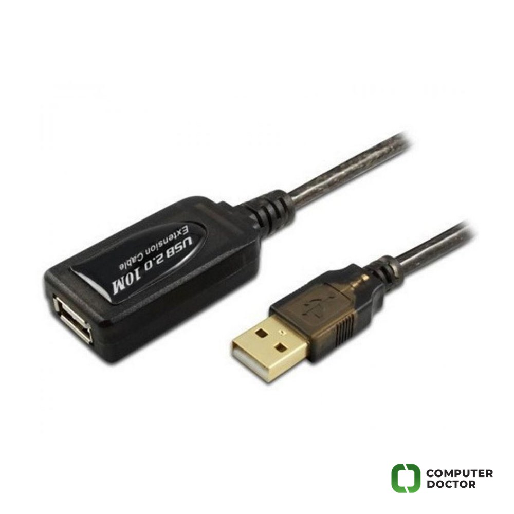 Kabl sa pojačivačem USB A - USB A M/F 10m crni