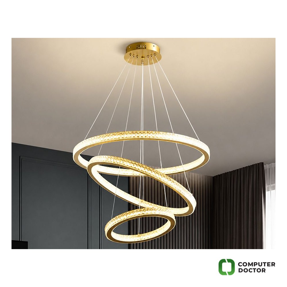 PL012-3-M LED 3-Ring Crystal viseći luster zlatni